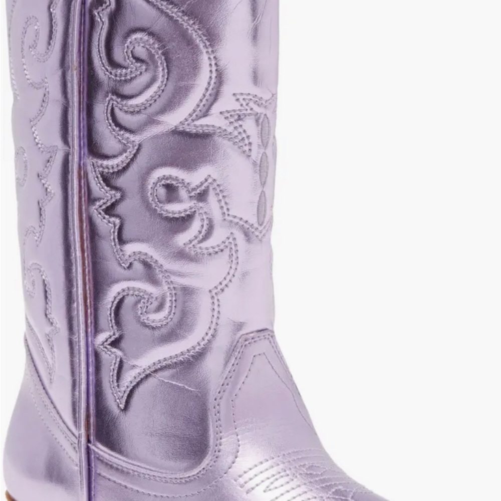 Purple Leather Heeled Boots